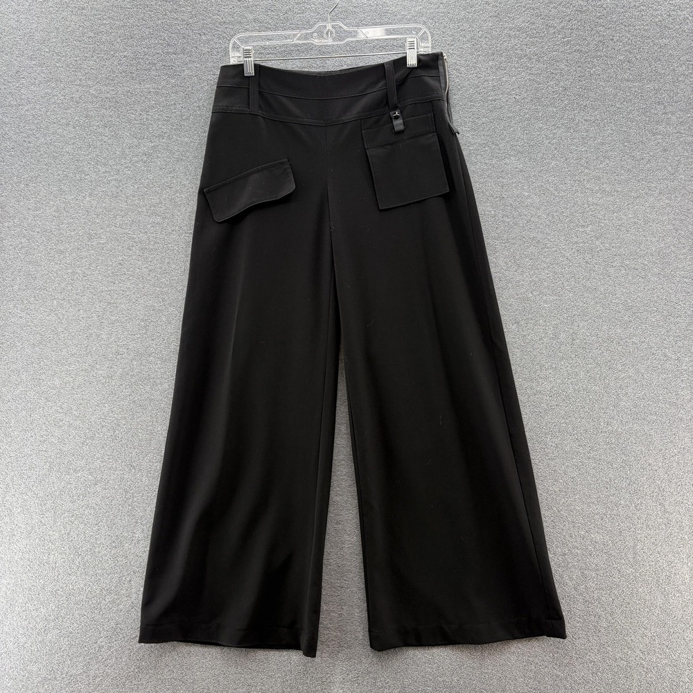 People Like Frank Pants Women 8 Black Wide Leg Mid Rise Avant Garde Goth Pockets